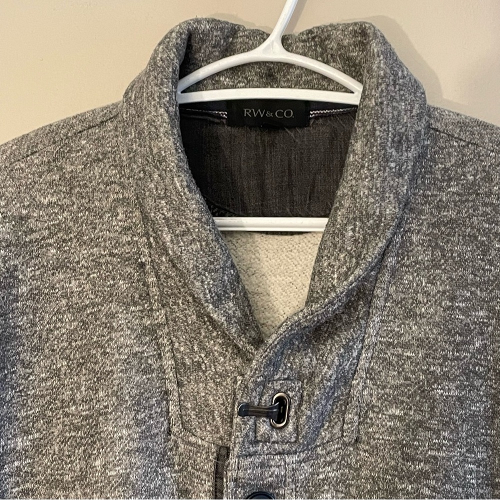 RW&CO. Men's Shawl Collar Button Cardigan in Gray - Picture 4 of 15